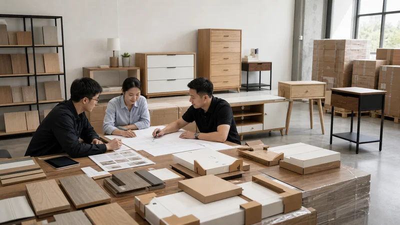 Project order cabinet furniture samples reviewed with plans and packaging details