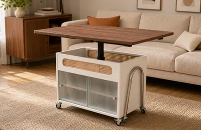 Fold-Out Coffee Table with Wide Top for Flexible Living Room Sourcing