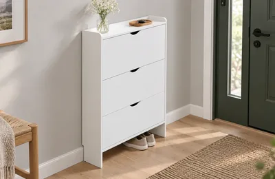 Handleless White Shoe Cabinet: A Clean-Lined Choice for Small Hallways