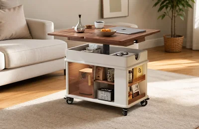Two-Tone Expandable Coffee Table for Closed-to-Open Range Planning