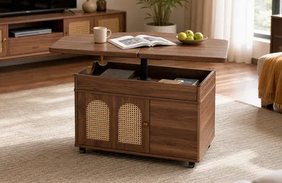 Walnut Height Adjustable Coffee Table for Coordinated Living Room Furniture Sourcing